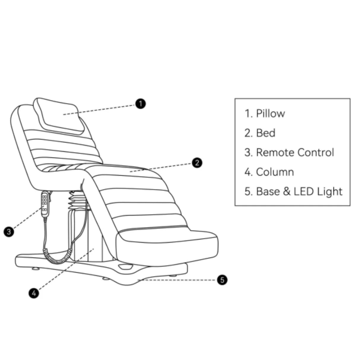 Grandeur 3-Motors Electric Beauty & Lash Bed Black