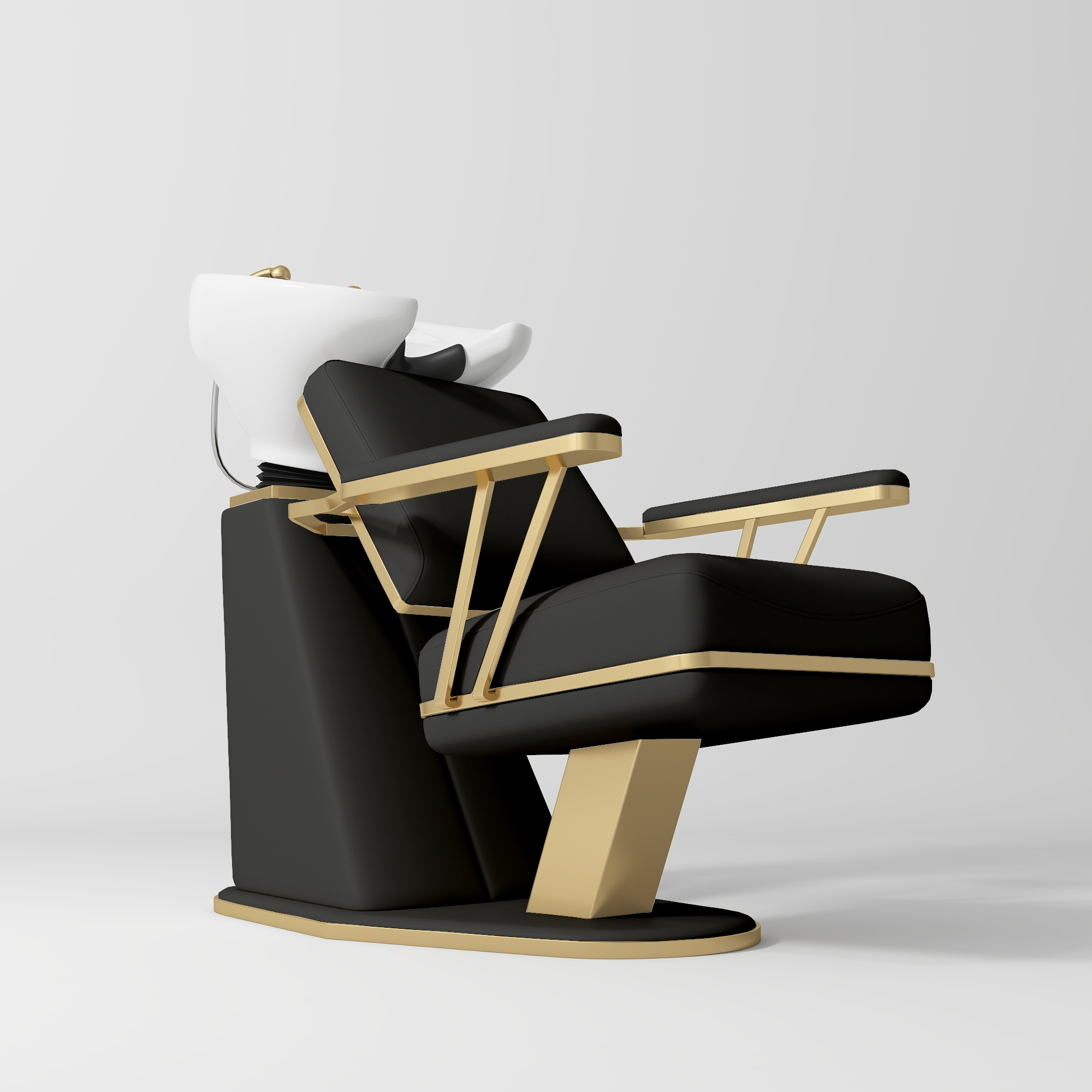 Maison Refined Salon Shampoo Chair with Adjustable Ceramic Basin Black