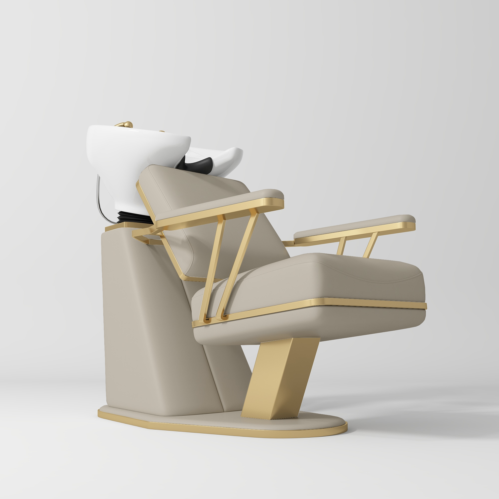 Maison Refined Salon Shampoo Chair with Adjustable Ceramic Basin Stone Taupe