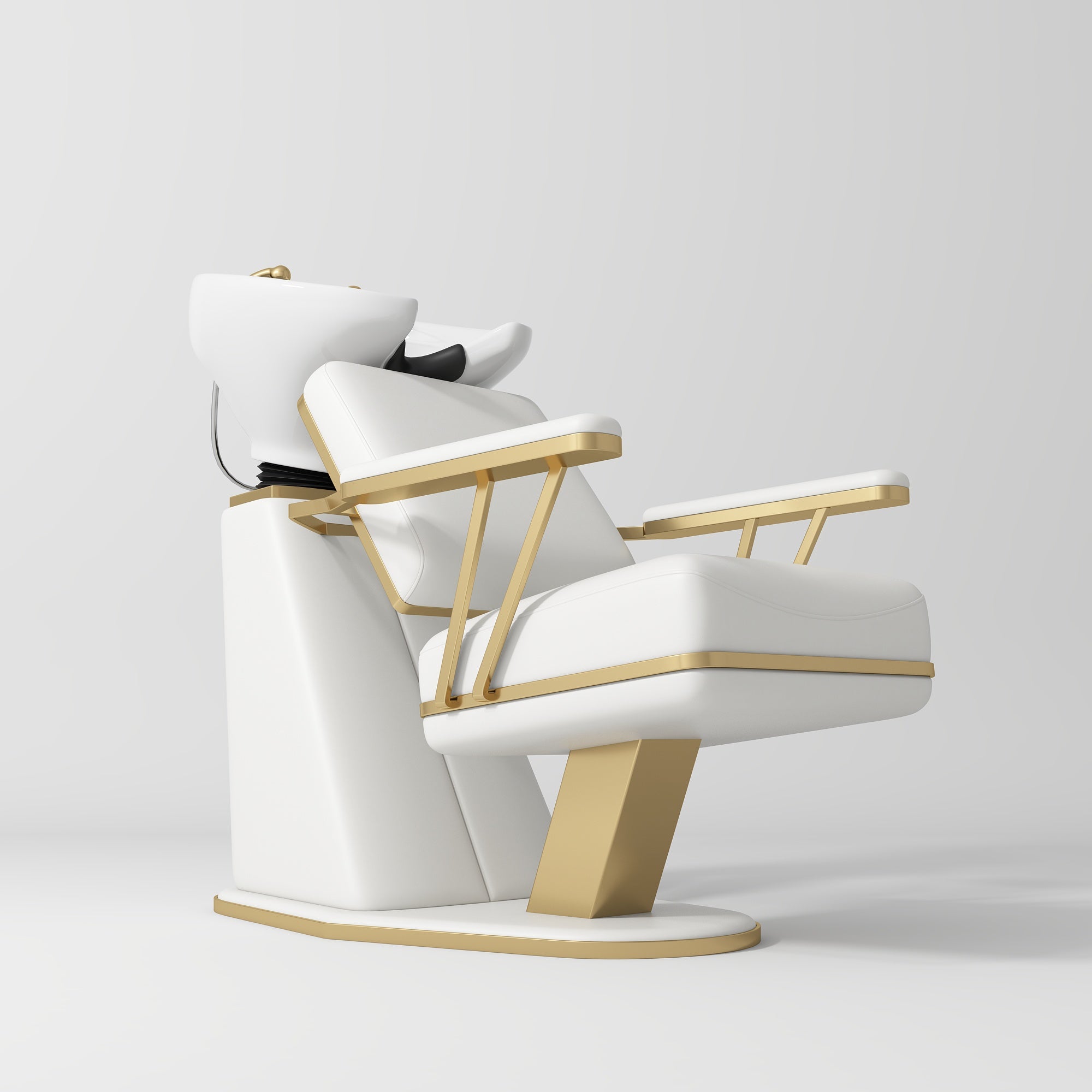 Maison Refined Salon Shampoo Chair with Adjustable Ceramic Basin White