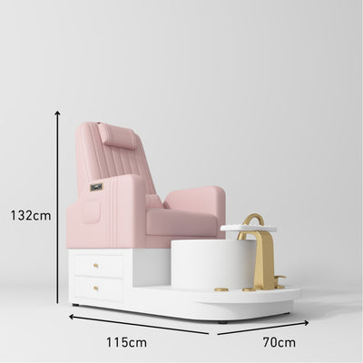 Noémie Luxury Electric Pedicure Chair Set with Massage Backrest & Matching Stool Bare Blush