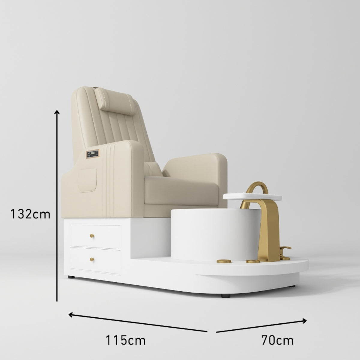 Noémie Luxury Electric Pedicure Chair Set with Massage Backrest & Matching Stool Creamy