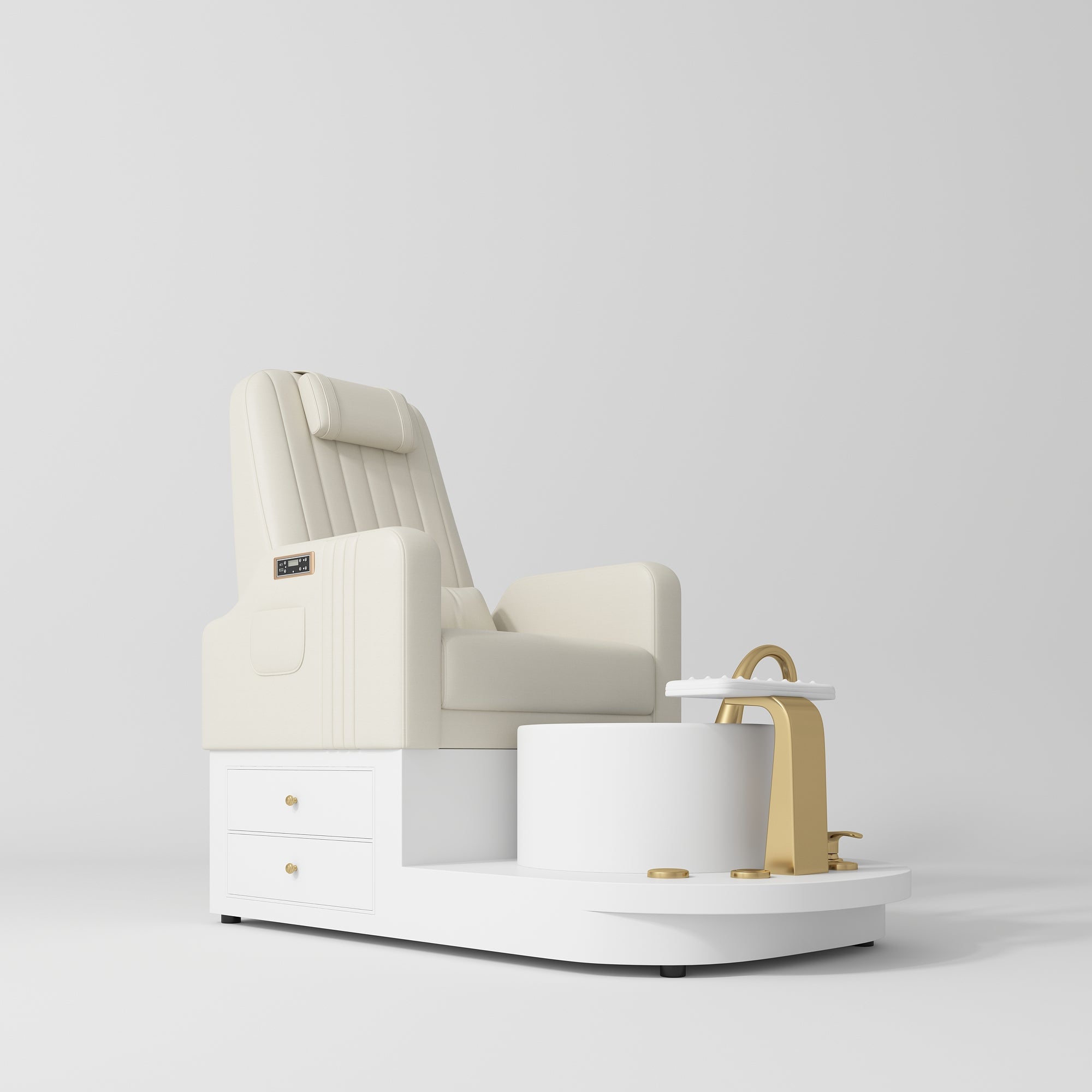 Noémie Luxury Electric Pedicure Chair Set with Massage Backrest & Matching Stool Creamy