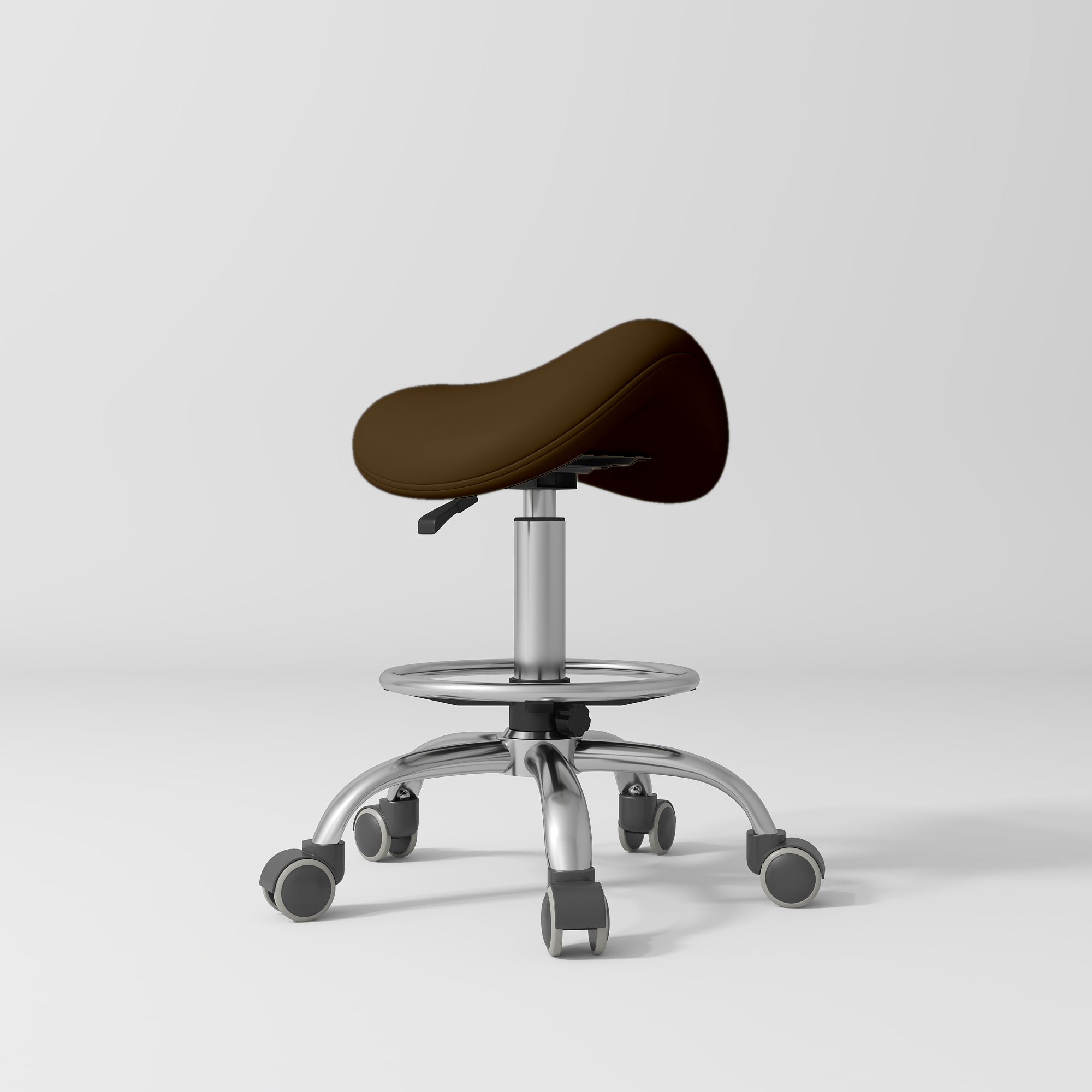 Selle Ergonomic Saddle Beauty Stool – 360° Rotation Cocoa Mocha Silver Base