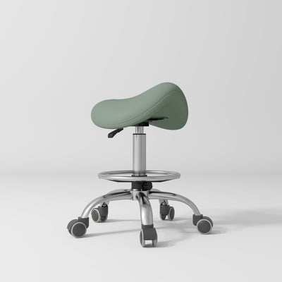Selle Ergonomic Saddle Beauty Stool – 360° Rotation Olive Silver Base