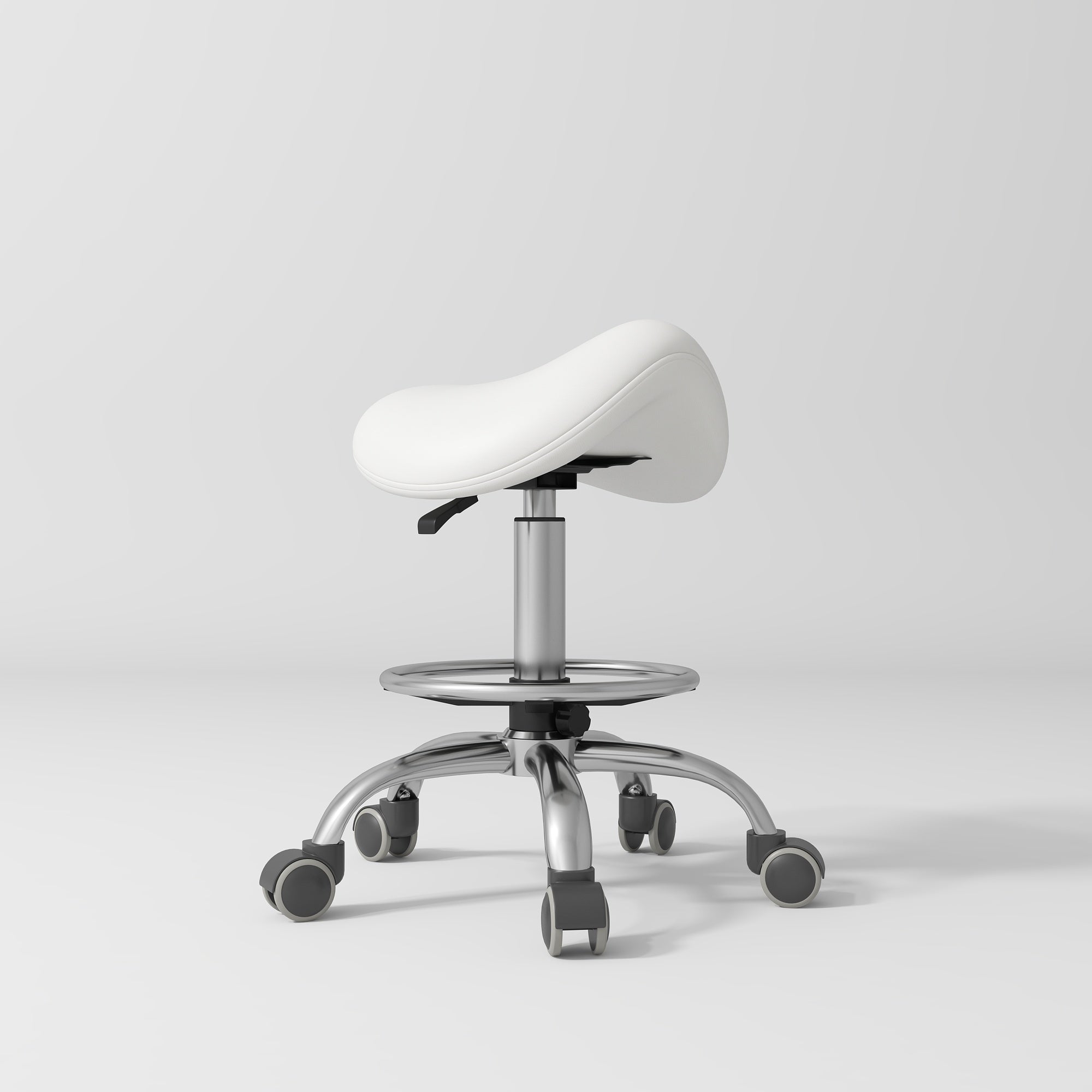 Selle Ergonomic Saddle Beauty Stool – 360° Rotation White Silver Base