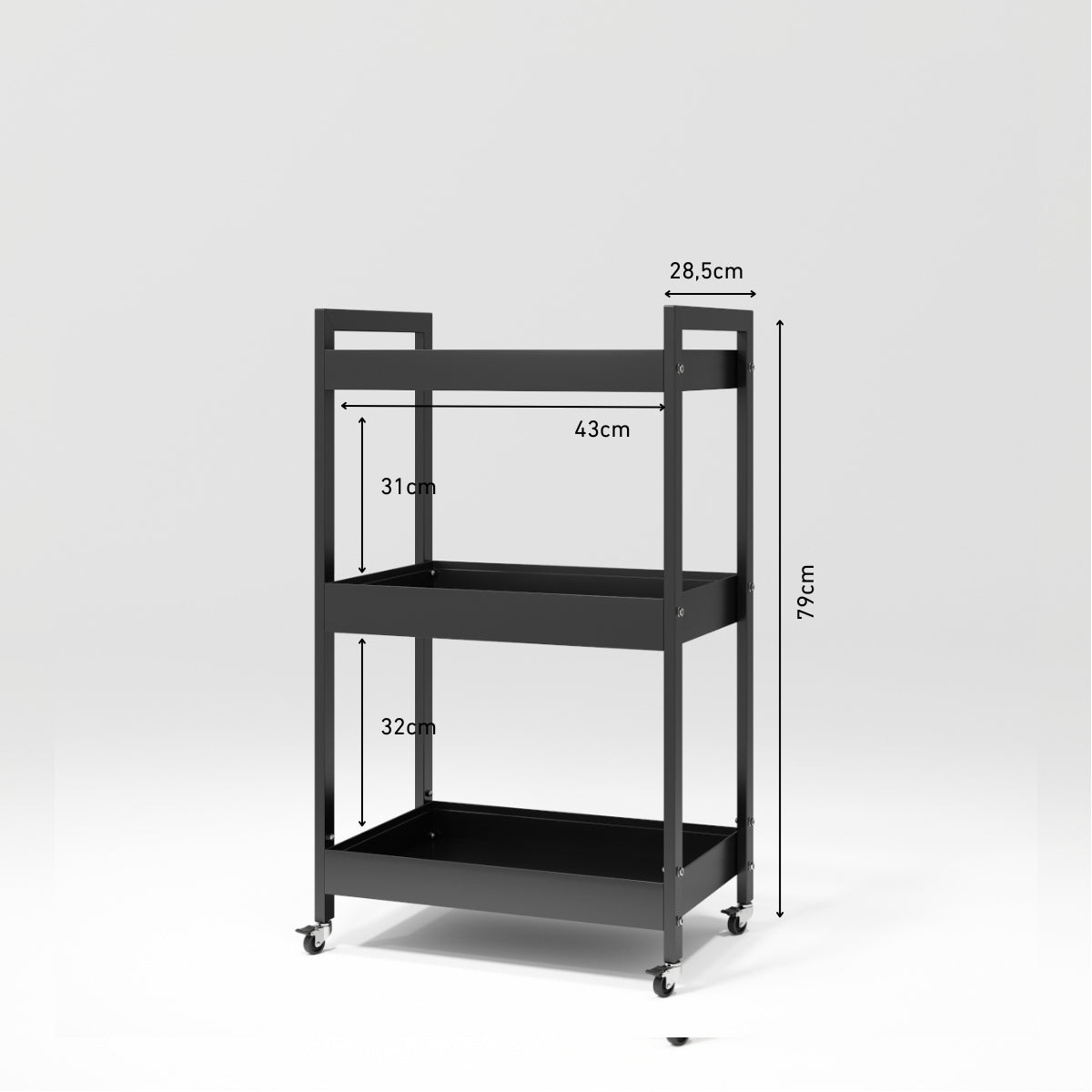 Professional Beauty Trolley with Wheels Mobile Assistant Black Dimensions