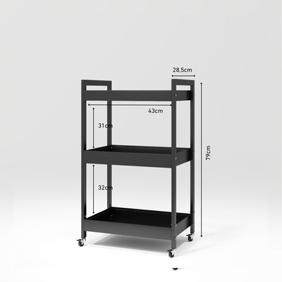 Professional Beauty Trolley with Wheels Mobile Assistant Black Dimensions