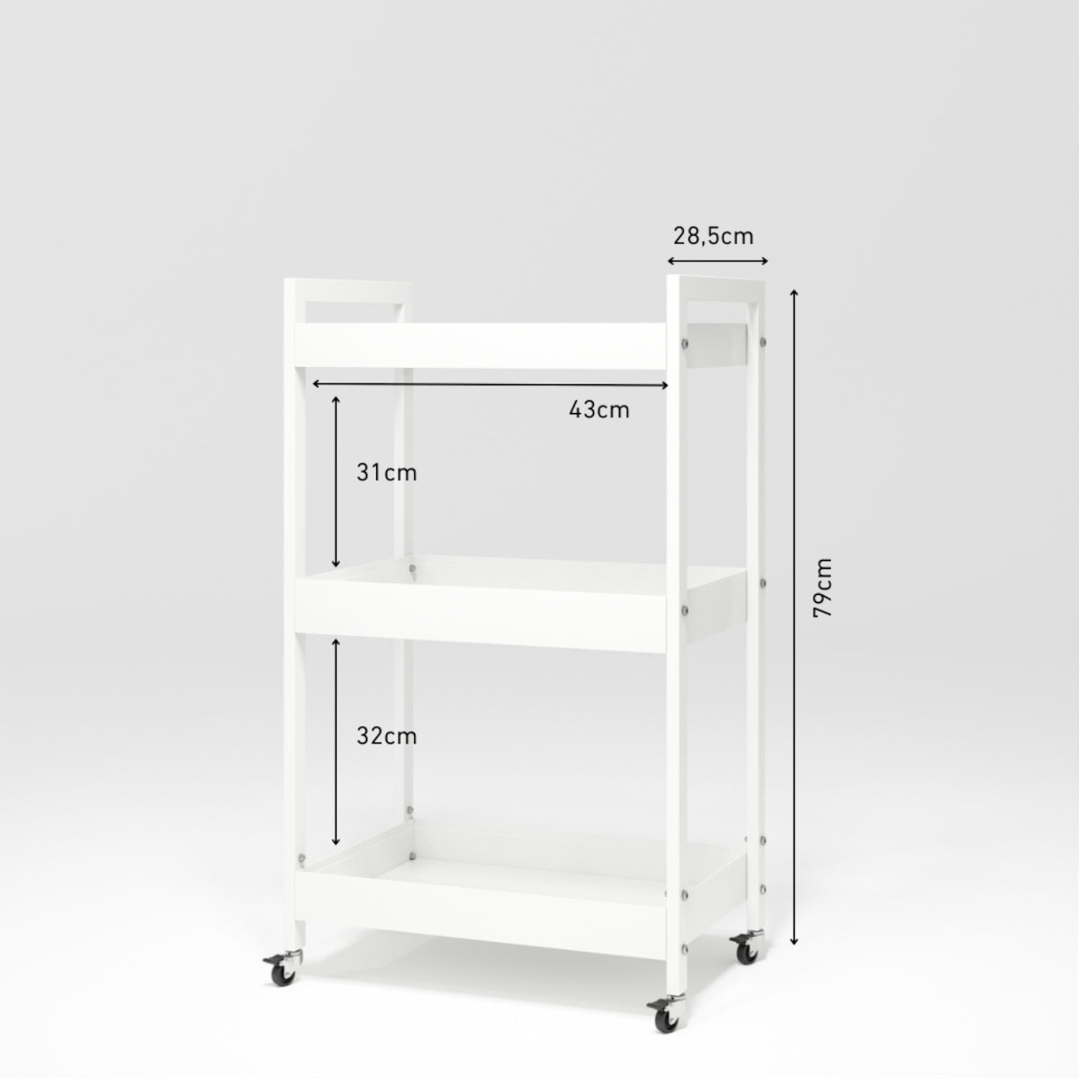 Professional Beauty Trolley with Wheels Mobile Assistant White Dimensions